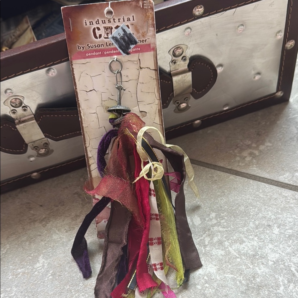 Industrial Chic Multicolor Fabric tassel Pendant by Suzanne Lennart Kasmer